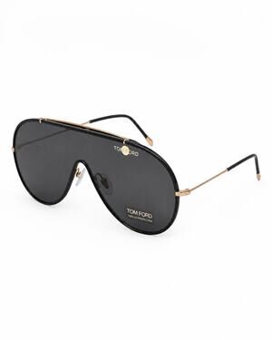 New Tom Ford Mack FT0671 01A 137 Black Gold Shield Sunglasses Unisex